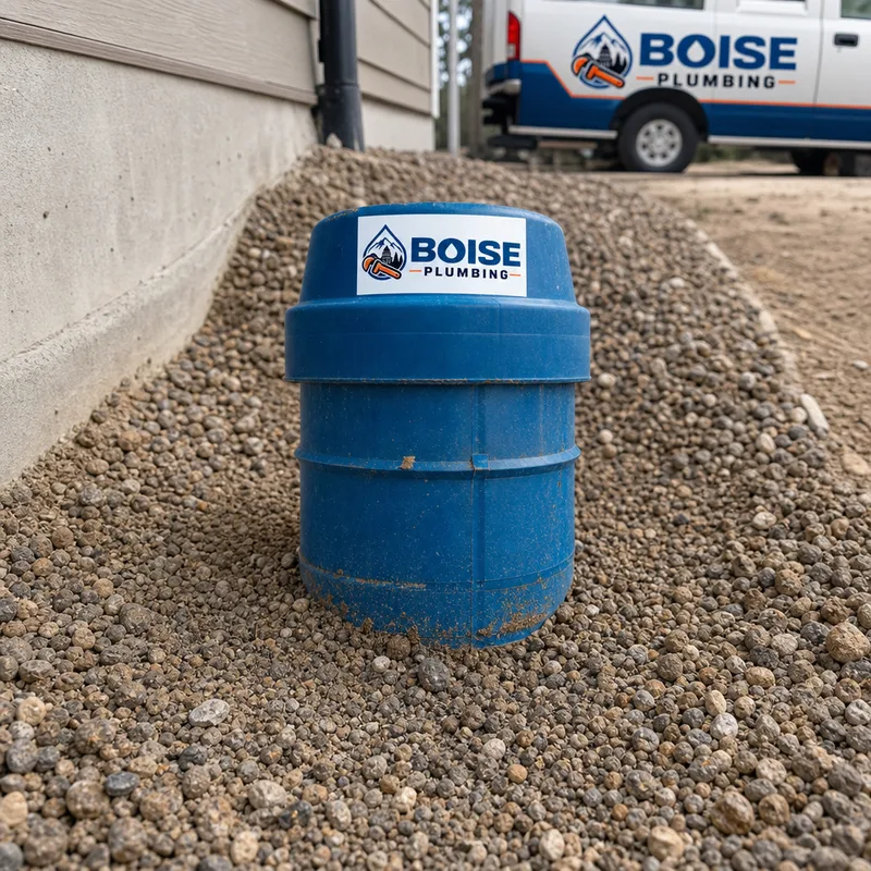 Clean wellhead with protective casing, cap, and graded ground